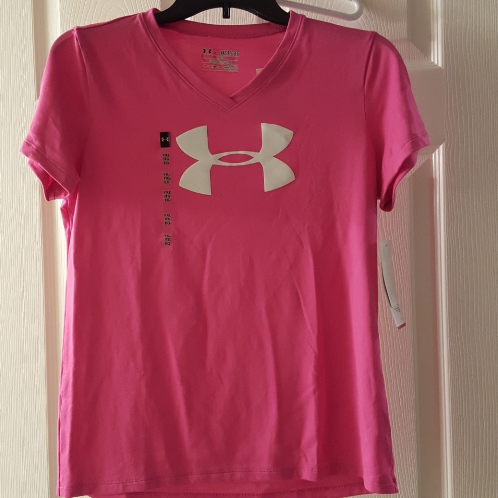 NWT Under Armour pink girls SS